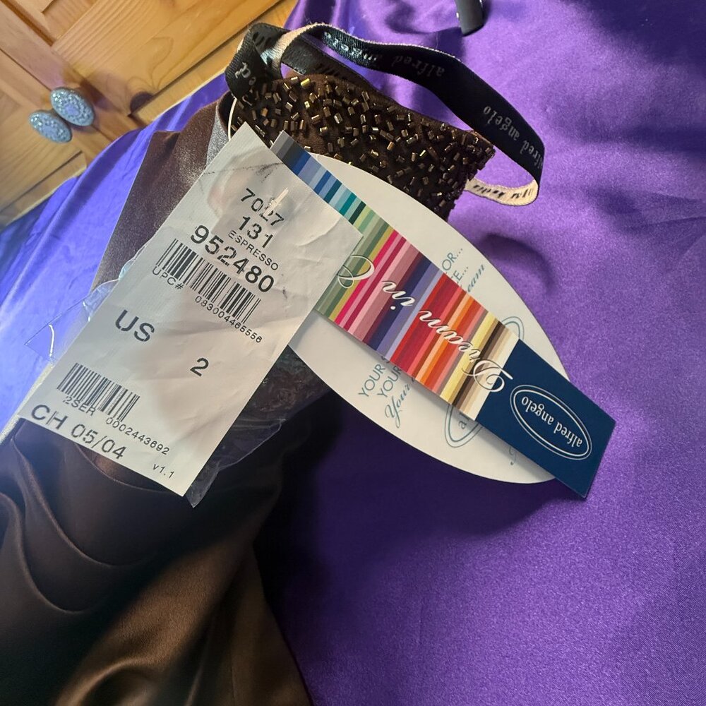 New📌Alfred Angelo Draped Bodice Crystal Beading Bridesmaid - Formal -Prom Dress - Picture 15 of 16